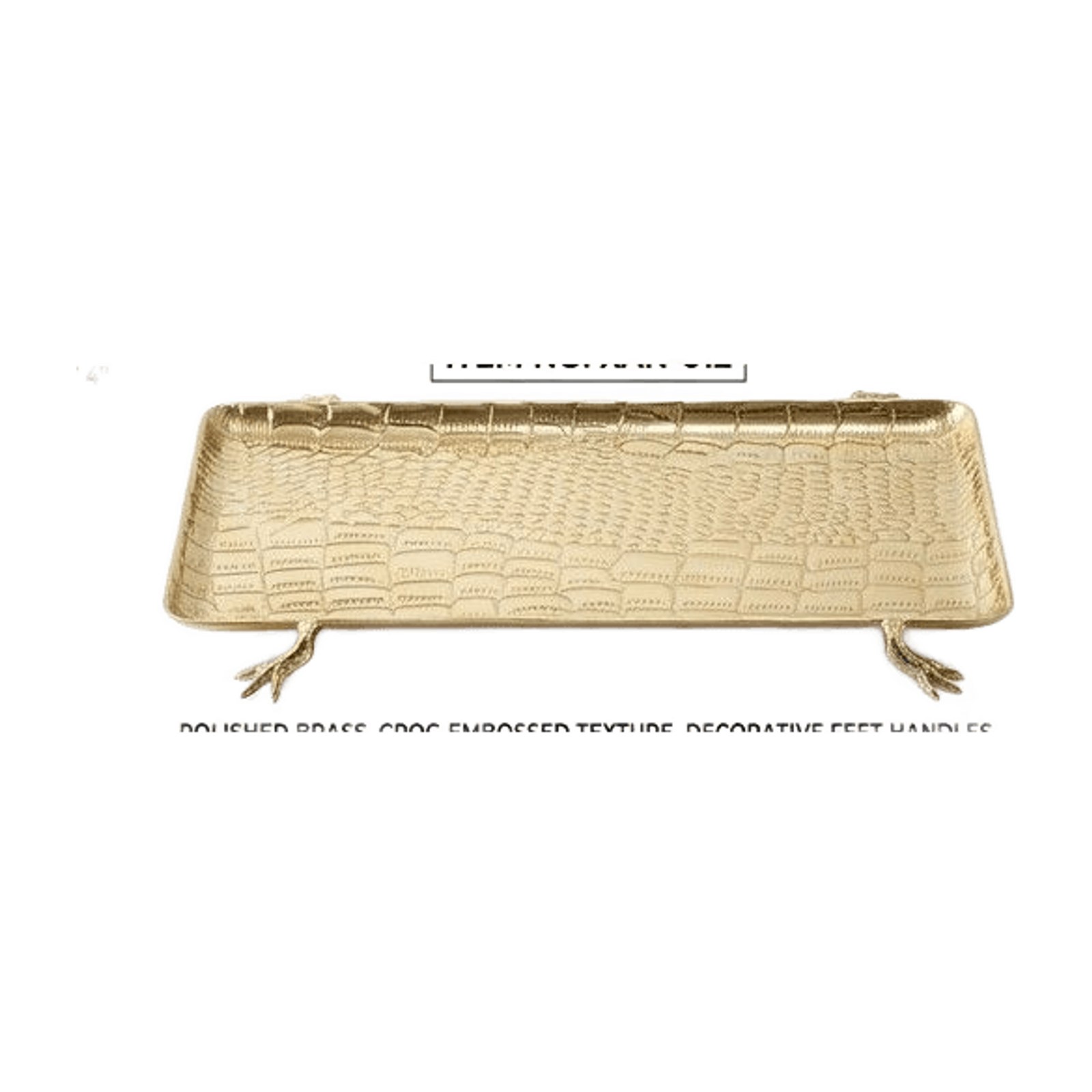 Nile Grande Croc Tray - Sculpted Feet — Polished Brass, XANVOR, Moradabad