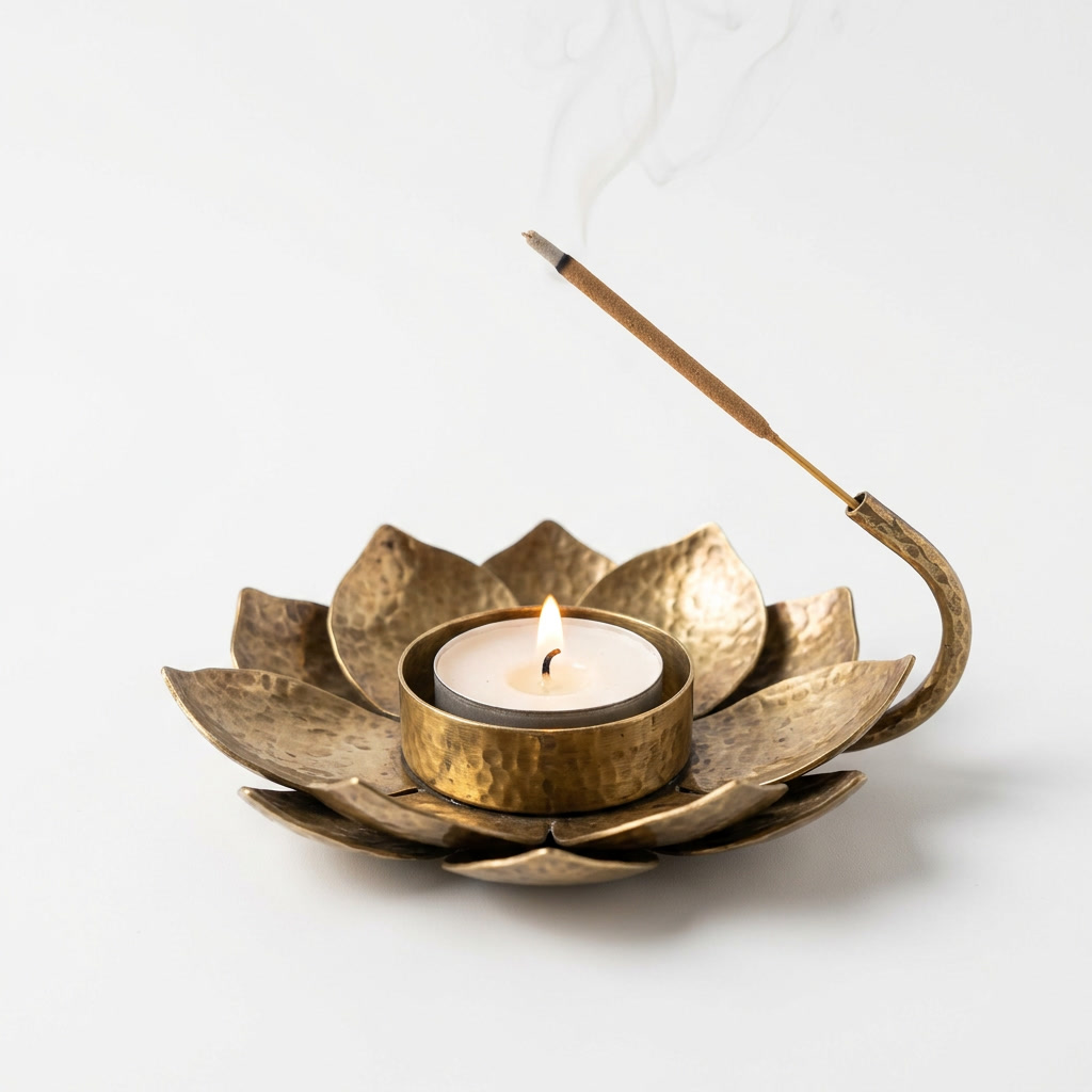 Lotus 2-in-1 Incense Stick & Diya Holder