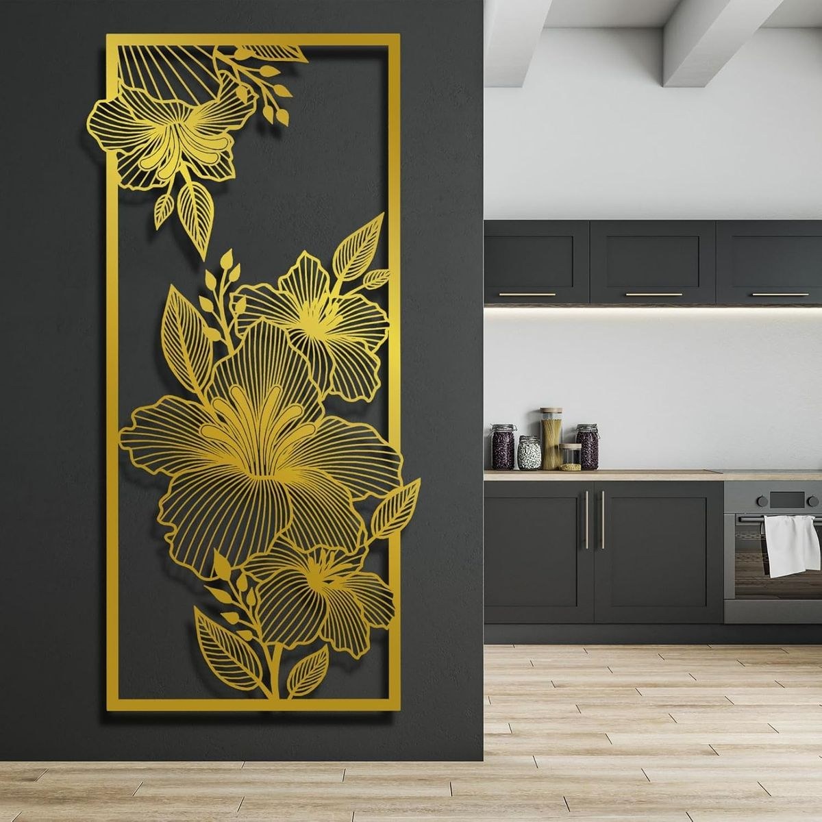 Golden Bloom Floral Panel