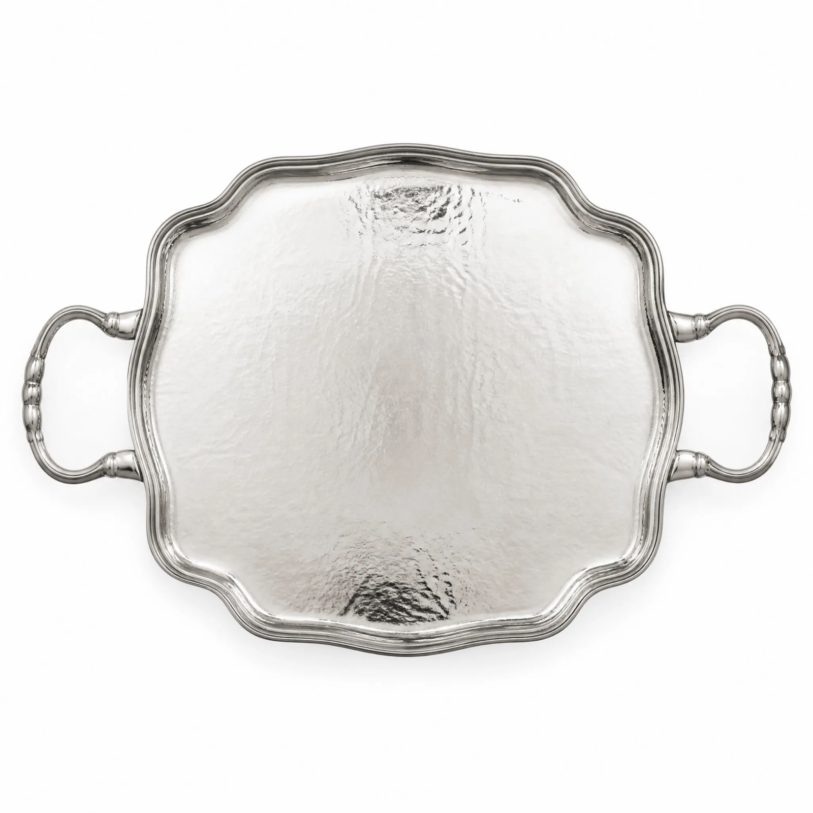Hammered Serpentine Tray with Rope Handles