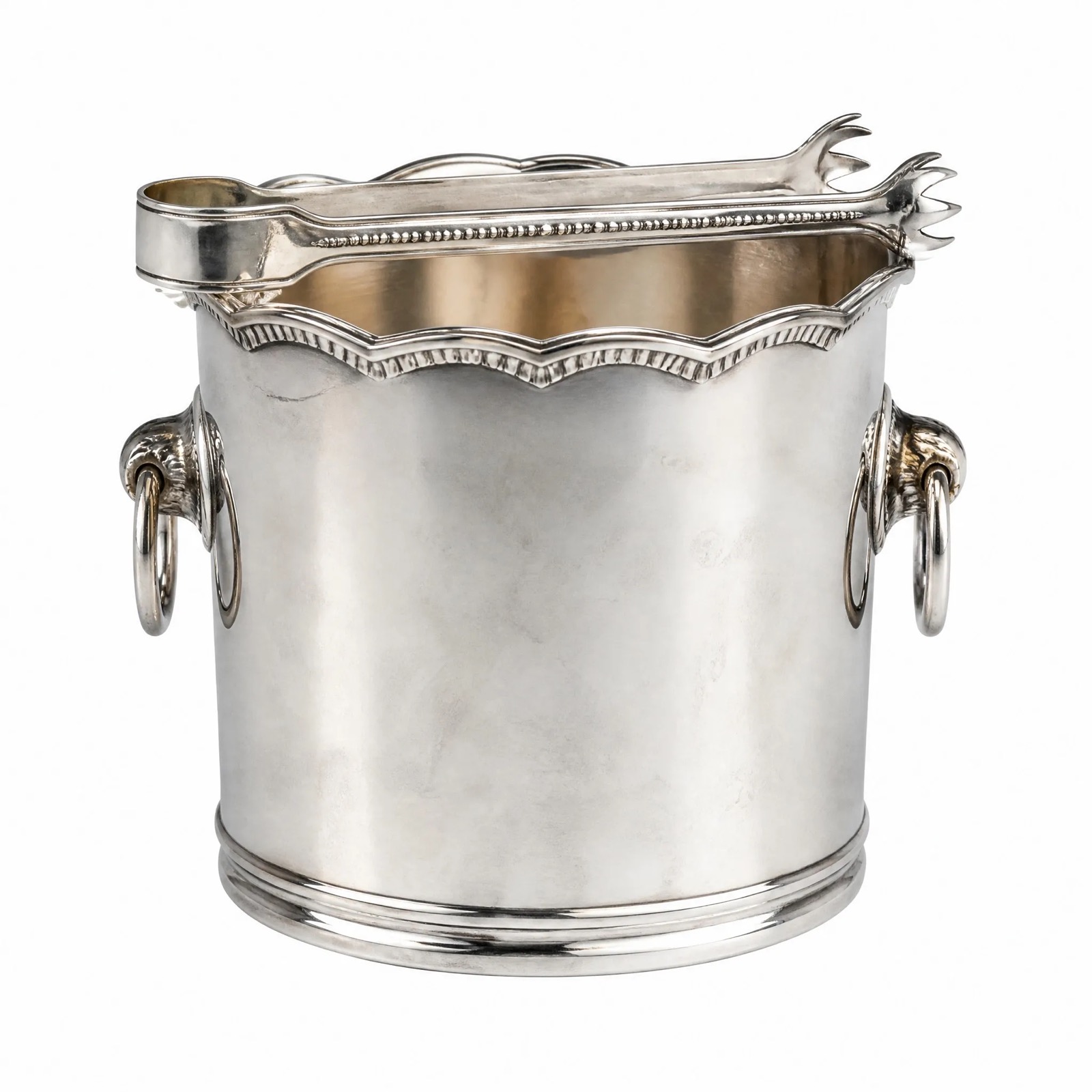 Regency Ice Bucket & Tongs — Silver Plated · Polished Antique, XANVOR, Moradabad