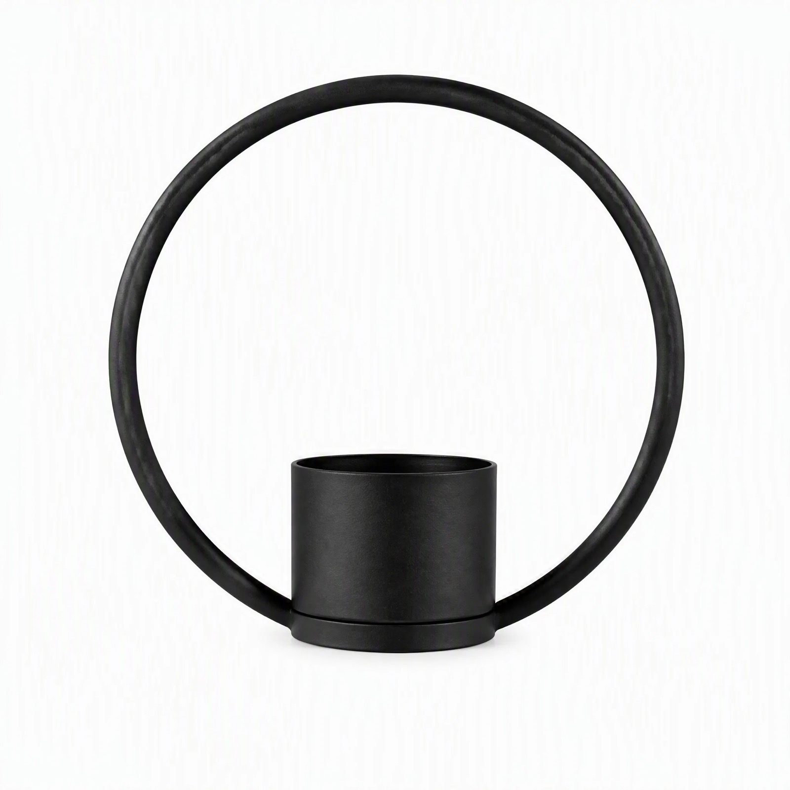 Meridian Ring Candle Holder — Iron · Matte Black, XANVOR, Moradabad
