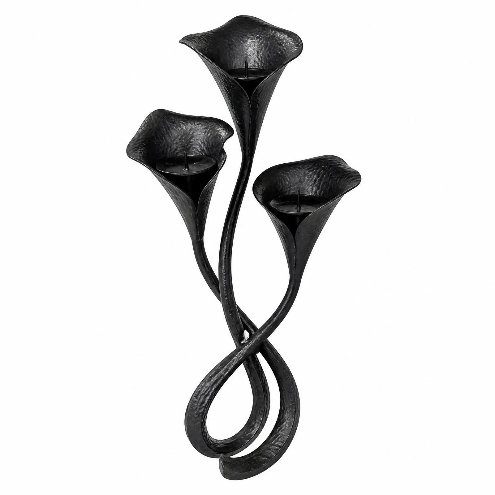 Calla Lily Candle Sculpture — Wrought Iron · Dark Charcoal, XANVOR, Moradabad