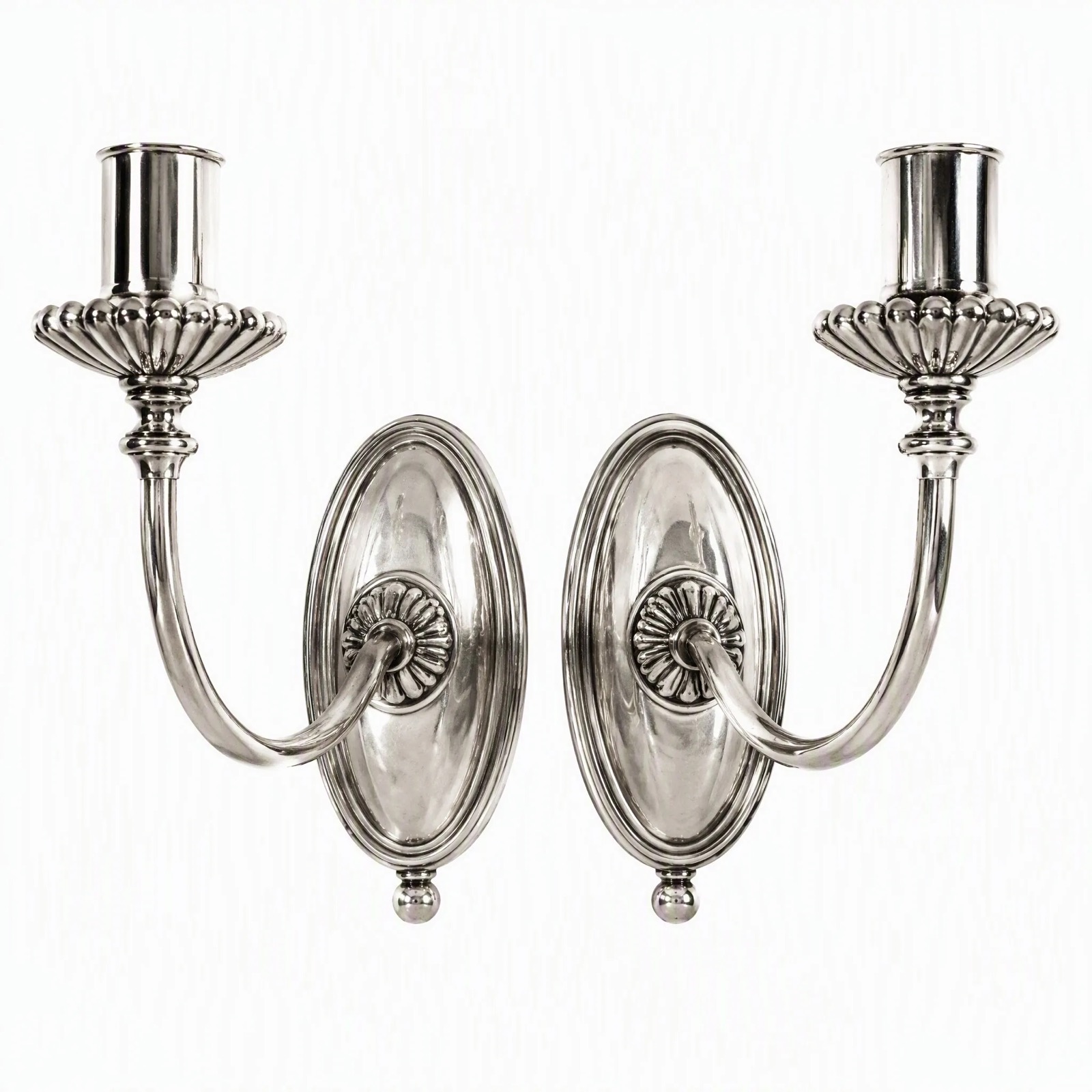 Regency Wall Sconces, Pair — Silver Plated · Polished Antique, XANVOR, Moradabad