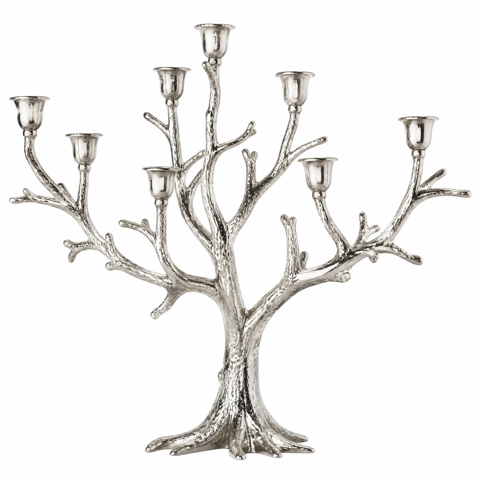 Arbour Tree Candelabra, Eight-Light — Silver Plated · Polished Antique, XANVOR, Moradabad
