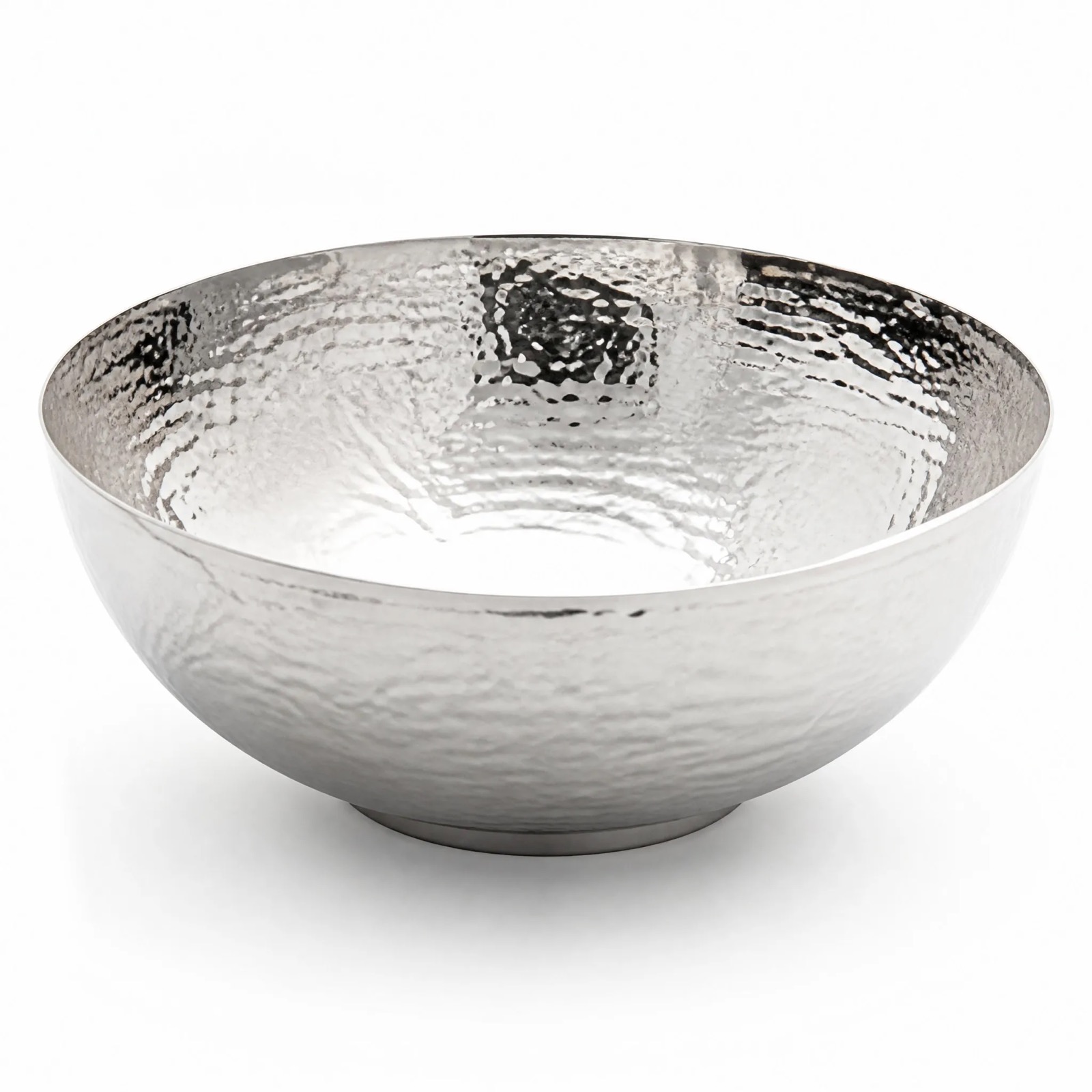 Hand-Hammered Fruit Bowl — Silver-Plated Brass · Hammered Finish, XANVOR, Moradabad