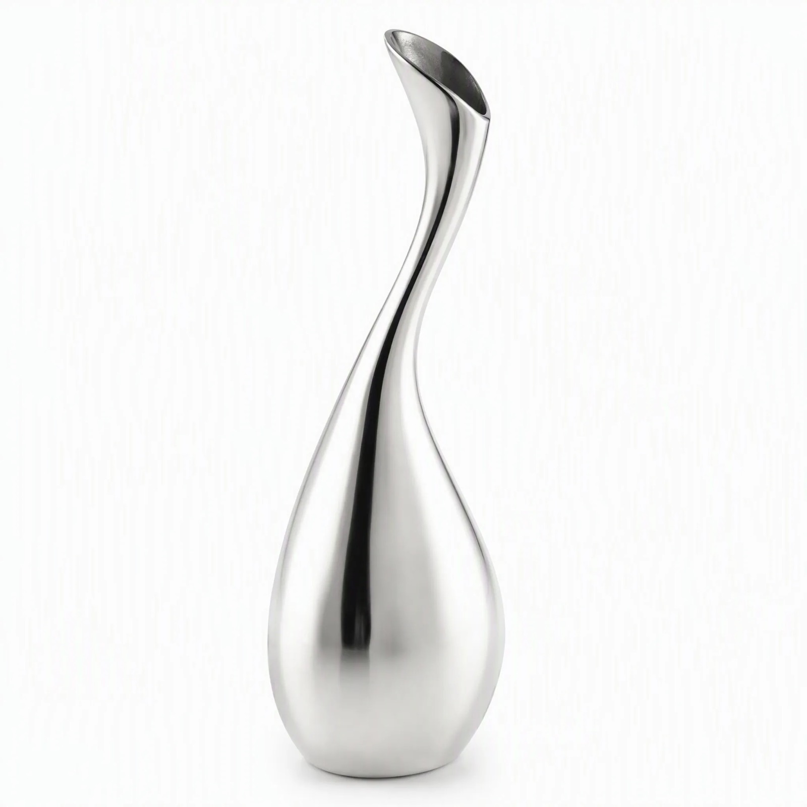 Swan-Neck Bud Vase — Silver-Plated Metal · Polished Silver, XANVOR, Moradabad