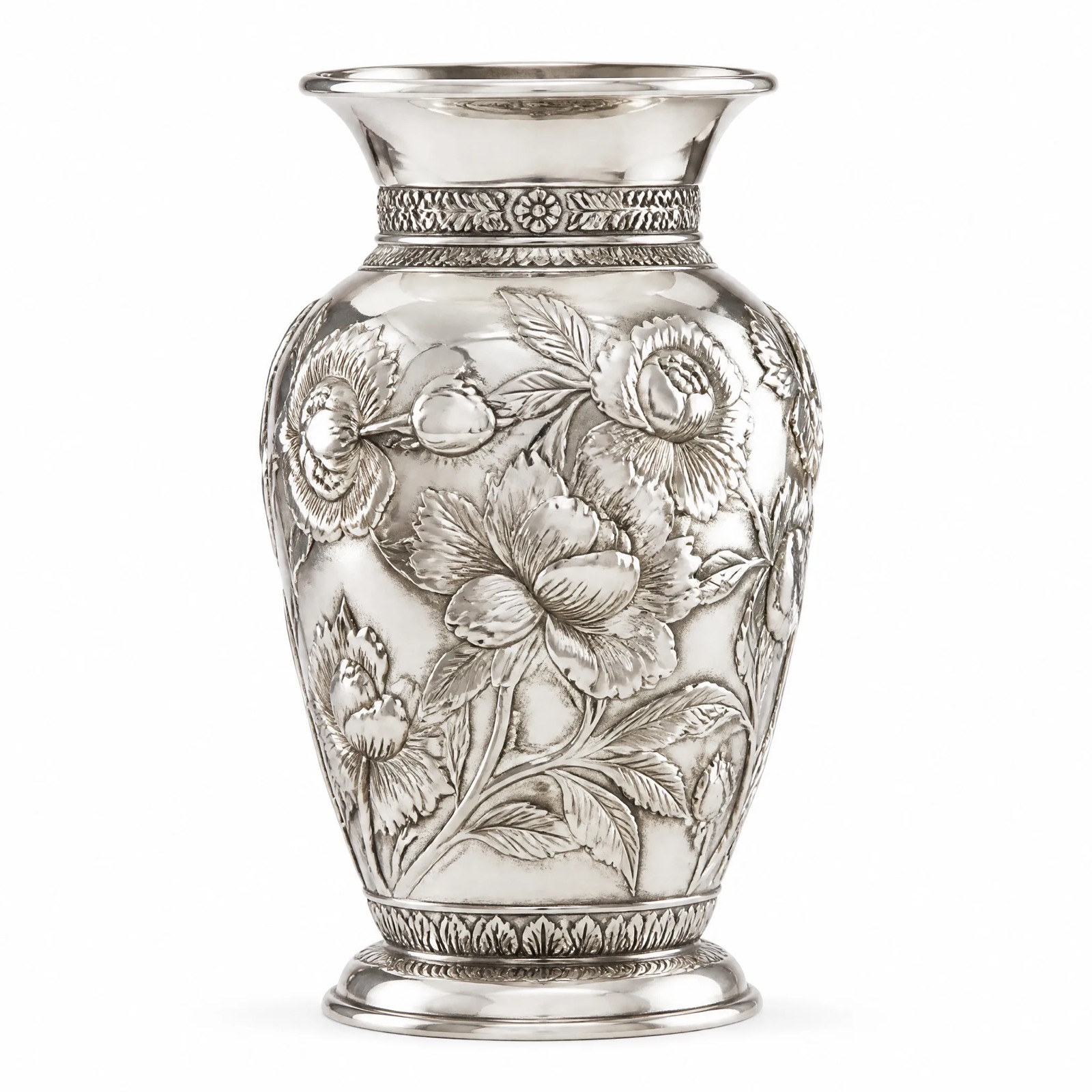 Repousse Floral Urn Vase
