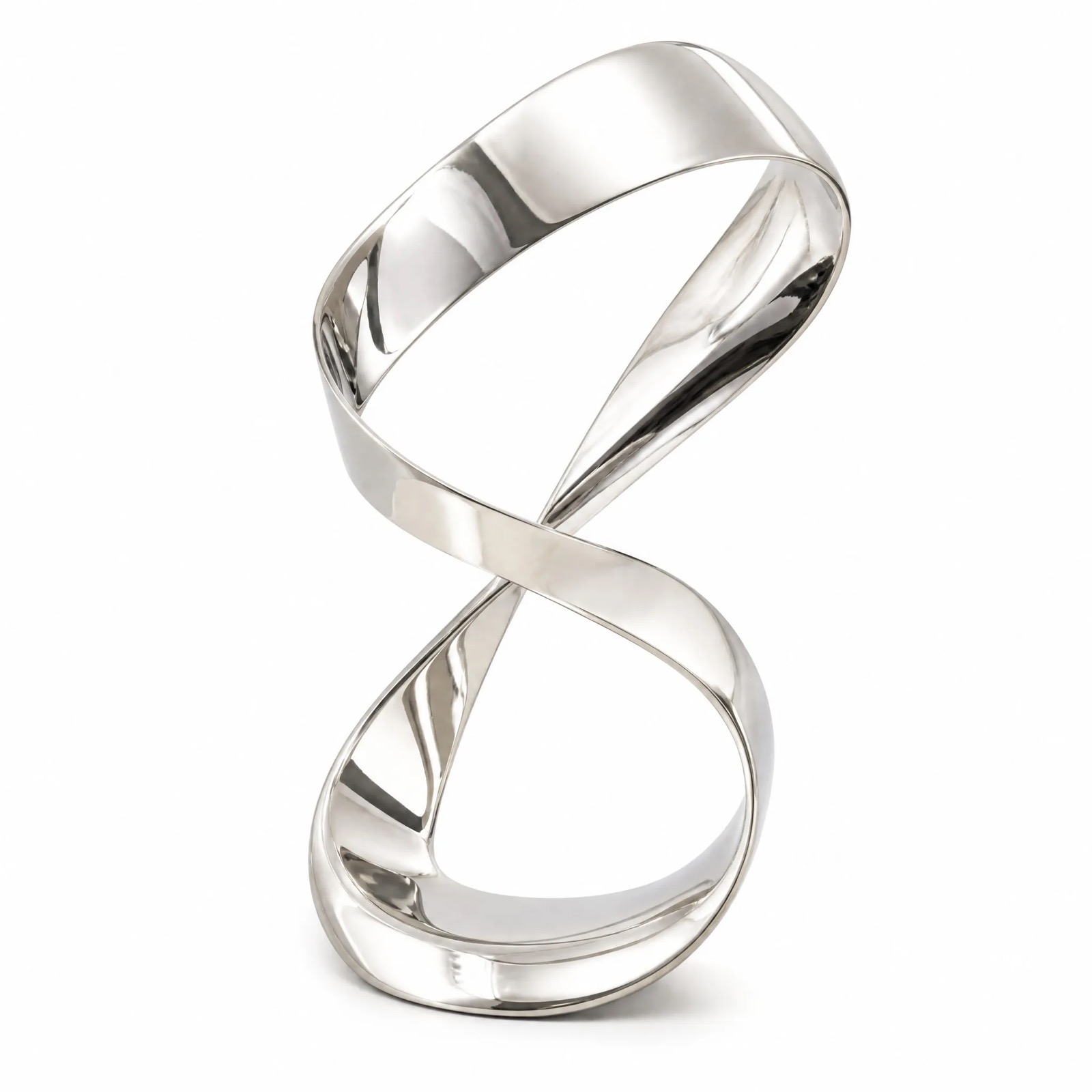 Ribbon Loop Sculpture — Silver Plated · Polished Silver, XANVOR, Moradabad