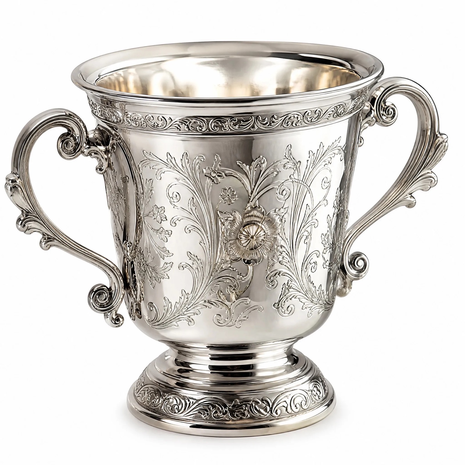Acanthus Wine Cooler — Silver Plated · Polished Antique, XANVOR, Moradabad