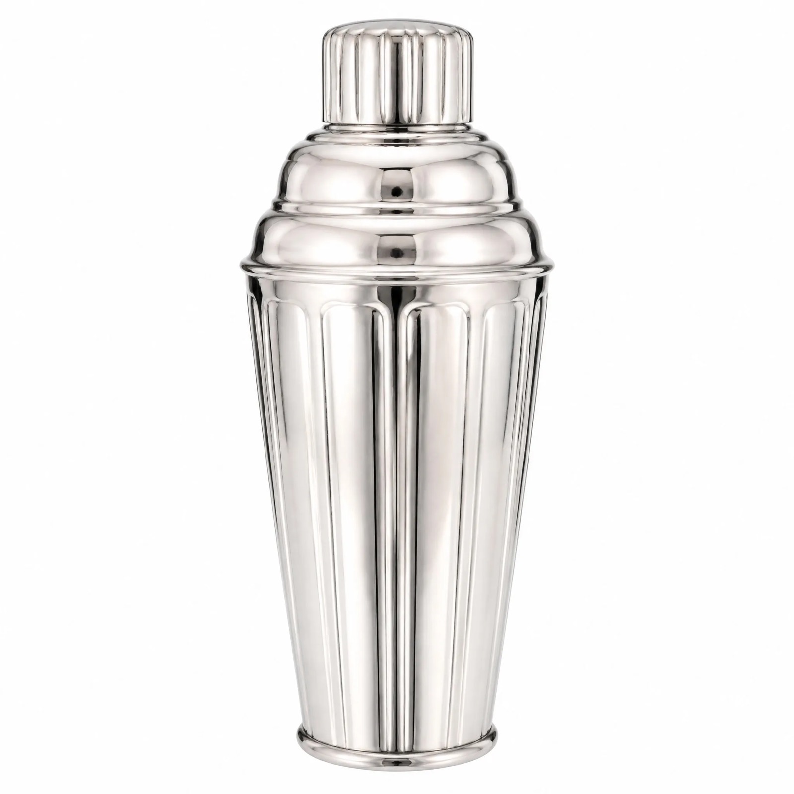Fluted Cocktail Shaker — Silver Plated · Polished Antique, XANVOR, Moradabad