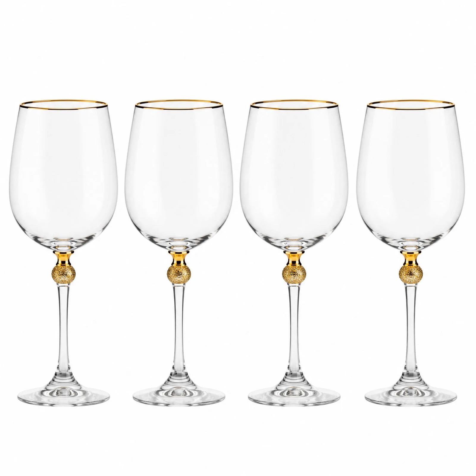 Gold Rim Wine Glasses, Set of 4 — Crystal + Gold · Gold Trim, XANVOR, Moradabad