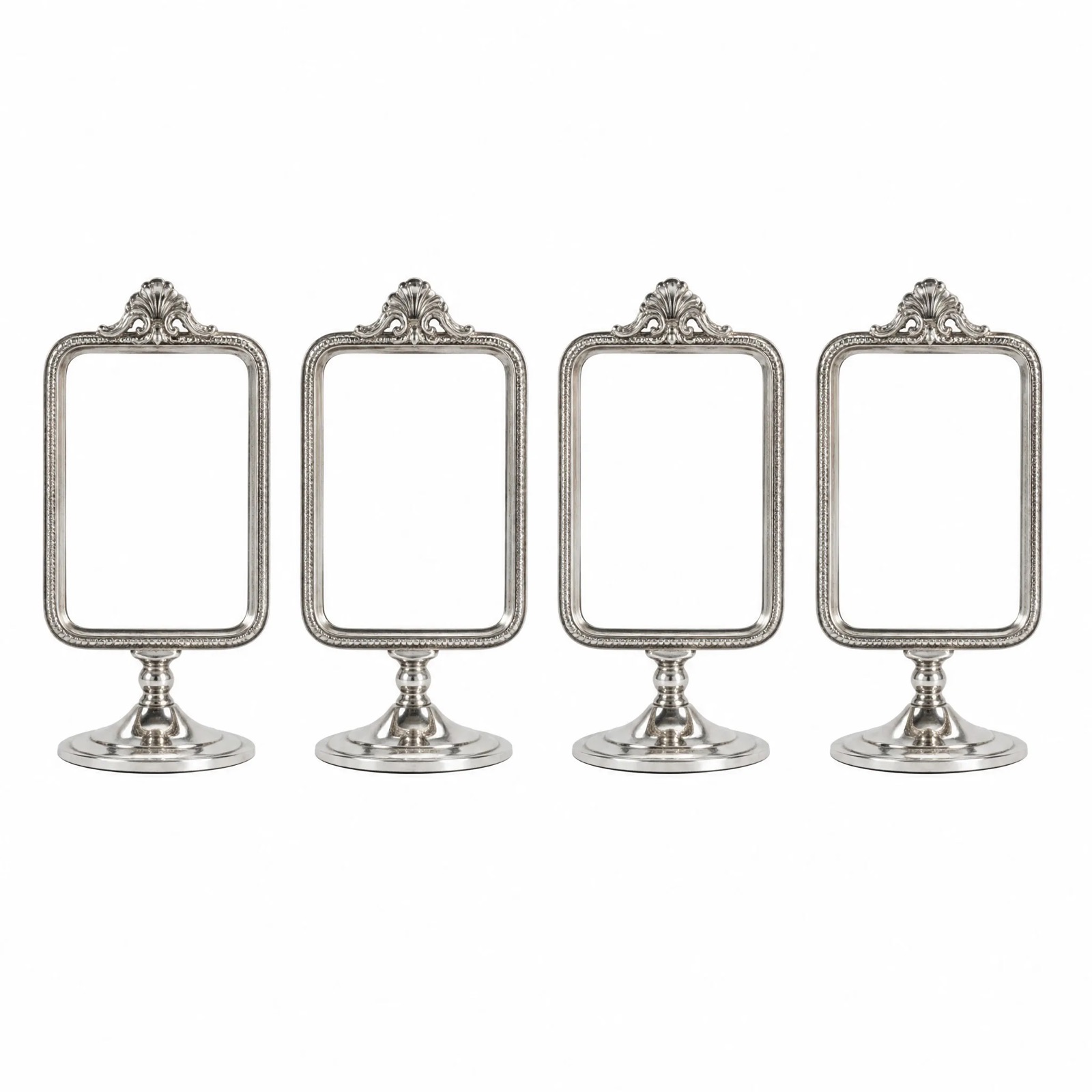 Silver Table Number Holders, Set of Four — Silver Plated · Polished Silver, XANVOR, Moradabad