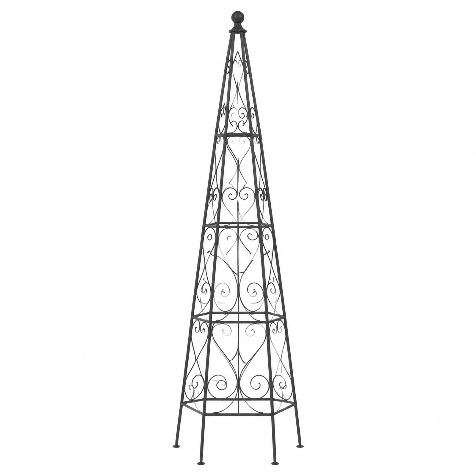 Scrollwork Garden Obelisk — Wrought Iron · Dark Charcoal, XANVOR, Moradabad