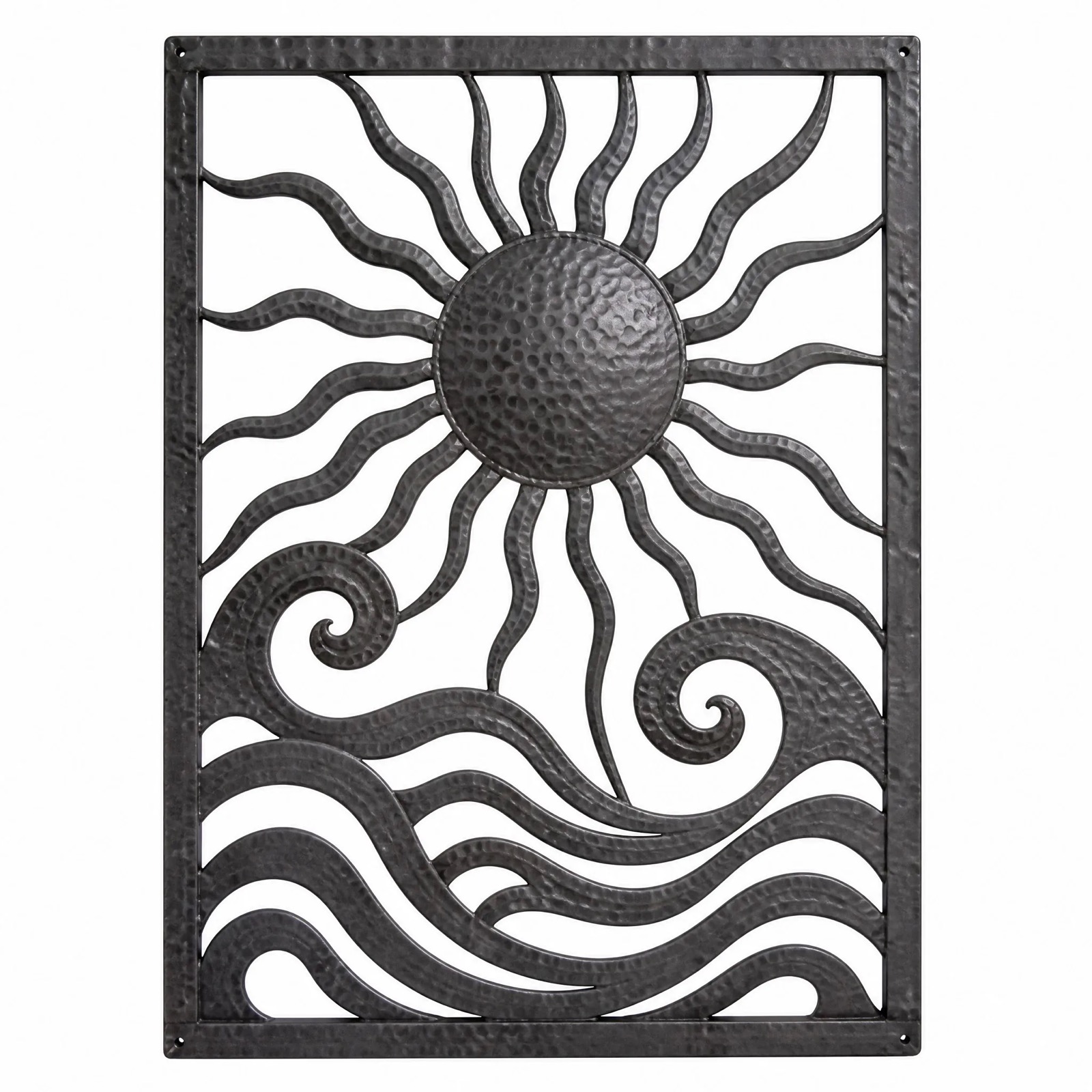 Sun & Wave Wall Panel — Wrought Iron · Dark Charcoal, XANVOR, Moradabad