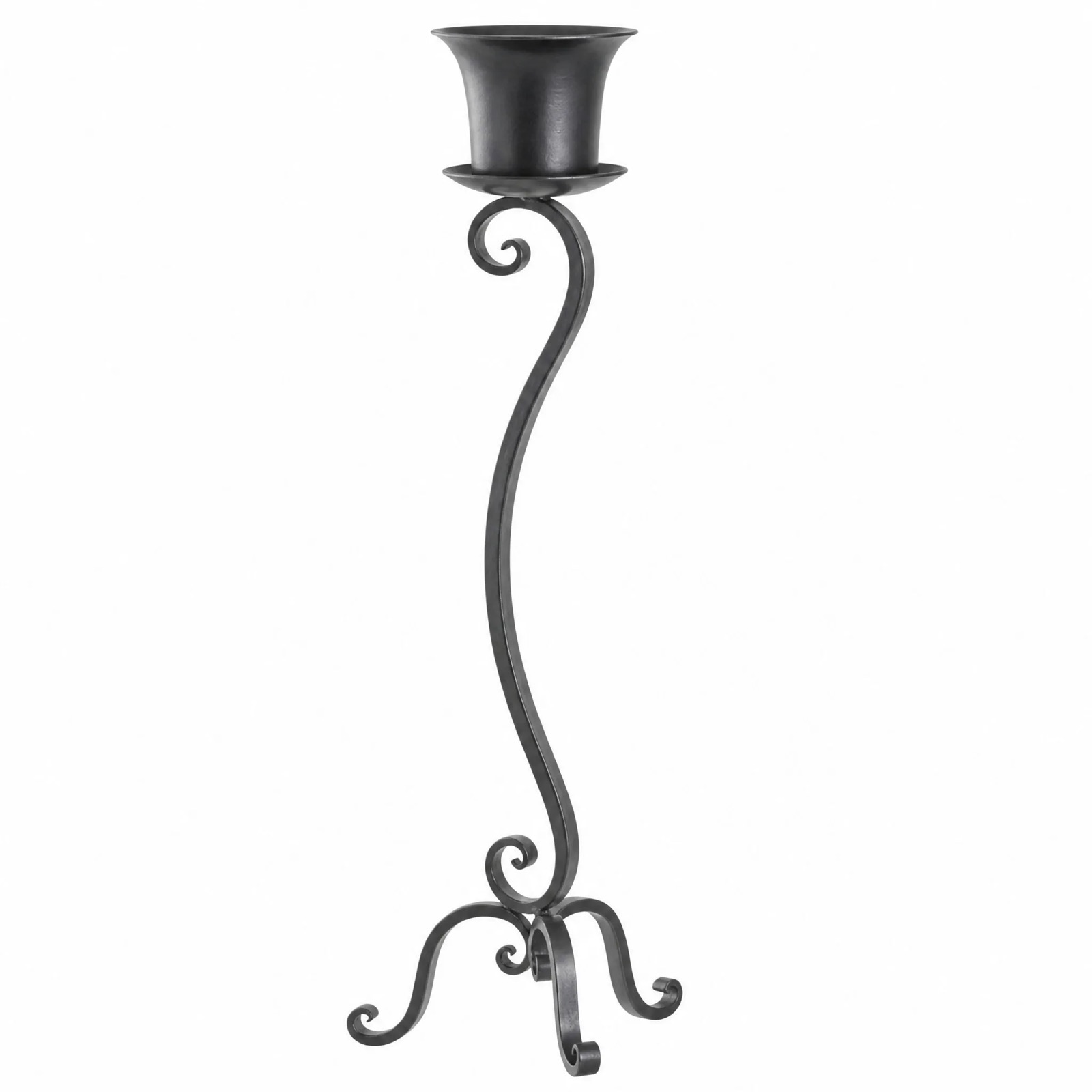 Forged Floor Candle Stand — Wrought Iron · Dark Charcoal, XANVOR, Moradabad