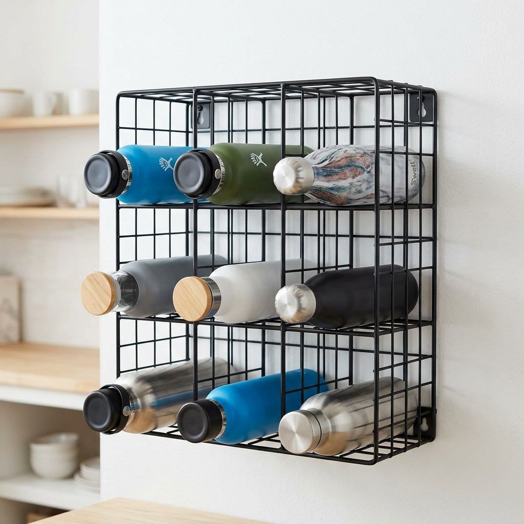 9-Bottle Wall-Mount Bottle Rack