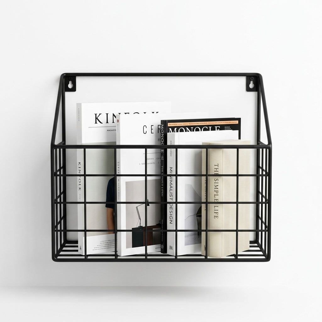 Wall-Mount Magazine & Book Rack — Wire-Form — Powder-coated steel wire, XANVOR, Moradabad