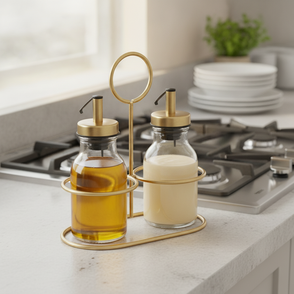 Dual Oil & Ghee Bottle Wire Caddy