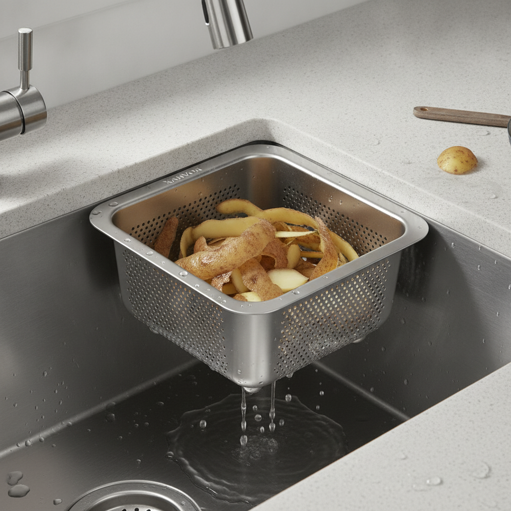 Sink Corner Vegetable Strainer — Jali metal · Suction feet, XANVOR, Moradabad