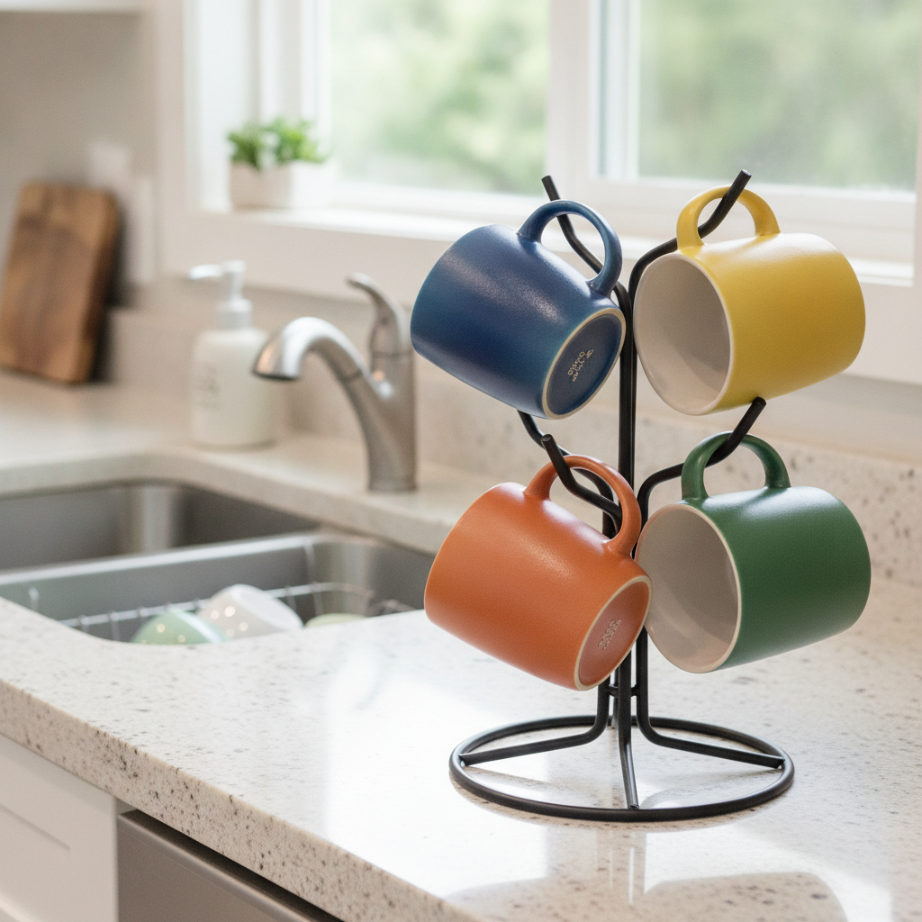 Wire Cup & Mug Drying Tree — MS wire · 4 arms, XANVOR, Moradabad