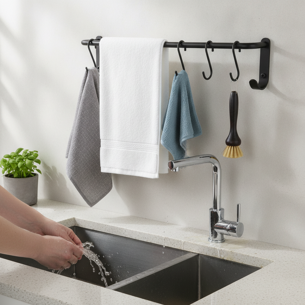 Dish Towel S-Hook Bar Rail — MS wire · 4 S-hooks, XANVOR, Moradabad
