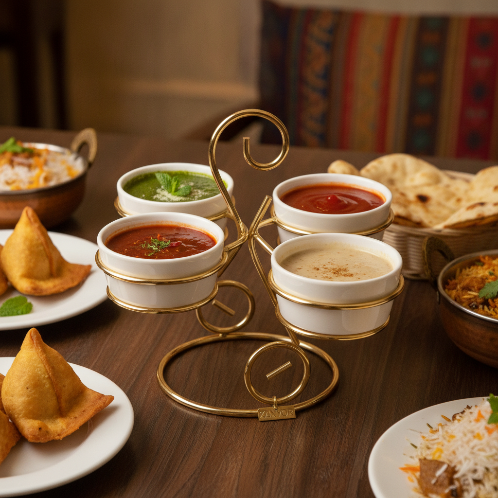 Chutney & Sauce Cup Stand (3 Cups) — Wire rings · 3 cups, XANVOR, Moradabad