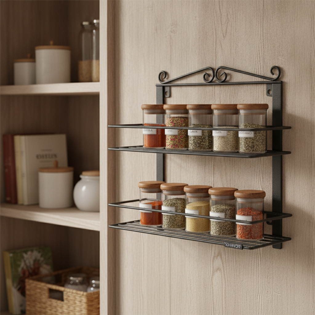 Wire Spice Jar 2-Tier Wall Rack — MS wire · 2-tier, XANVOR, Moradabad